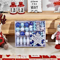 Miniatyrbillede 1 af 4: Julekugle Ornamenter 73 Stykker Blå og Sølv Julekugle Dekorationer