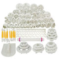 Pikkukuva 1 / 3: 21 kuviota 68 kpl Flip Sugar Cake Mold Set Muovinen keksileikkuri Jousipainatut muotit DIY Leivontavälineet