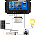 Miniatyrbillede 3 af 6: Solbatteri-controller 12V/24V solpanel-ladningsstyringscontroller Jordforbindelse KLB