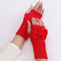 Miniatyrbillede 5 af 5: Vinter Fingerless Handsker Halv Finger Handske Efterår og Vinter Rød KLB