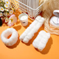 Miniatyrbillede 3 af 3: 3 stk. ansigtsvask pandebånd og armbånd sæt ansigts spa pandebånd makeup pandebånd elastisk ansigts pandebånd ansigtsvask pandebånd til hudpleje (hvid)