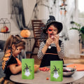 Miniatyrbillede 3 af 5: 30 stk. Halloween slikposer med klistermærker flad taske i kohudslæder