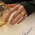 Miniatyrbillede 4 af 5: Guld kno ring sæt til kvinder teenagere piger slange kæde stable ring KLB