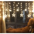 Miniatyrbillede 3 af 4: 12 stjernede stjernelyskæder til vinduesgardin med 8 blinkende tilstande til jul, bryllup, fest, hjem, terrasse, græsplæne, varmt hvidt (138 LED-stjerne)