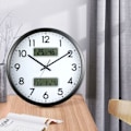 Miniatyrbillede 6 af 6: 13 tommer dobbelt skærm vægur med LED-display, stuetemperatur og luft