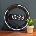 Miniatyrbillede 1 af 5: Stille LED Digital Bordur - Sort Elektronisk Væg Ur Rund Bordur til Soveværelse