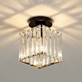 Miniatyrbilde 5 av 5: Mini krystall taklampe, moderne krystall lysekrone, LED taklampe for korridor, inngang, restaurant, bar, E27 (svart) KLB