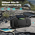Miniatyrbild 3 av 6: Nödradio Stänksäker Bluetooth-högtalare Bärbar AM/FM Solv vev