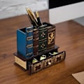 Miniatyrbillede 3 af 7: Dekorativ trækontorforsyningsholder i biblioteks- og bogdesign