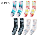 Miniatyrbillede 1 af 8: 4 par flerfarvet tie-dye mørkeblå + blomstermønstret rød + sort + lyserød KLB