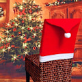 Miniatyrbild 5 av 5: Julstolsskydd Set om 6 Jultomten Stolsöverdrag Jul Stolsmössa Vit