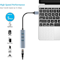 Miniatyrbillede 6 af 7: USB 3.0 til Ethernet-adapter, 3-port USB 3.0-hub med RJ45