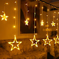 Miniatyrbillede 1 af 4: 12 stjernede stjernelyskæder til vinduesgardin med 8 blinkende tilstande til jul, bryllup, fest, hjem, terrasse, græsplæne, varmt hvidt (138 LED-stjerne)