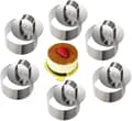 Mousse-ringer i rustfritt stål, kakeform med skyver, 8 cm diameter, sett med 6 runde