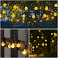 Miniatyrbilde 3 av 5: Solcelledrivne lysslynger utendørs 10M 50 LED Globe lysslynger, Vanntett 8 moduser solcelledrevne utelys for hage, terrasse, paviljong, hage, utendørs