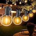 Miniatyrbild 1 av 5: Utomhusgirlang 7,6 m G40 Utomhusljussträng med E12 25+1 LED-lampor IP45 Vattentät, Varmvit Utomhusljuskedja för Terrassfest Bröllop KLB
