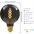 Pikkukuva 4 / 5: Edison Classic Globe G125 Kaareva LED-hehkulankapolttimo Ruuvikierre E27 220/240 V Himmennettävä, Lasi, Savu, E27 4.00 wattiaW 230.00 volttiaV KLB
