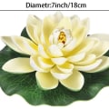 Miniatyrbillede 7 af 7: 6 stk. kunstige flydende skumlotusblomster med åkandeblade-pynt, KLB