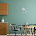 Miniatyrbillede 5 af 7: Solstråle vægur Sparkling Bling Metallic Sølv Blomst Formet Vægur til