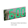 Miniatyrbild 2 av 7: Spegelsängslarm Klocka Batteridriven LED-klocka Rektangulärt Vitt Skal (Grön