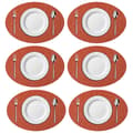 Oval Faux Bambu Vävd Vinyl Placemats Värmebeständig Orange