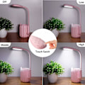 Miniatyrbillede 3 af 5: Børne skrivebordslampe, LED skrivebordslampe Touch Dimmable Sengebordslampe Læselampe Opladelig Skrivebordslampe Trådløs Penneholder (Pink) KLB