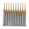 Miniatyrbilde 1 av 5: 10 stk Wolframkarbid End Mill Titanbelegg Fresing Gravering Bits Roterende Burrsett 3.175mmx1mm KLB