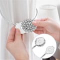 Pikkukuva 4 / 5: Verhokiinnikkeet magneettisella soljella [2 kpl 6,5*5*21cm], joustavat verhokiinnikkeet, kristalliset kukkaklipsit, jousijohdolla-