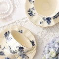 Miniatyrbilde 4 av 5: Blå Tekopp og Underkopp Sett 1, Blomster Kaffe Kopp med Underkopp
