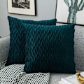 Miniatyrbillede 1 af 5: Fløjls pudebetræk 45x45cm til stue sofa, sæt med 6 ensfarvede firkantede pudebetræk soveværelse dekoration, blå grøn KLB