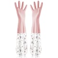 Miniatyrbillede 5 af 5: To par gummihandsker til rengøring af damrender - Lang arm - One size - Blåt mønster - Pink mønster