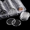 Miniatyrbild 6 av 8: Förvaringsbehållare för silvermynt 40 mm för myntsamlare, 60-pack