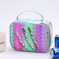 Miniatyrbilde 2 av 5: Lunsjpose for jenter, Sequin isolert kjølebag, Fargeskiftende klaff for barn 10,6*8,2*4,3 tommer (hvit)