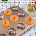 Miniatyrbillede 3 af 6: Donutform, 12 kopper genanvendelig kulstofstål muffinform, guld anti