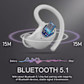 Pikkukuva 3 / 8: Bluetooth 5.1 -kuulokkeet urheiluun, langattomat nappikuulokkeet valkoinen