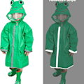 Miniatyrbillede 7 af 7: Regnponcho unisex vandtæt børns regnslag regnjakke grøn KLB