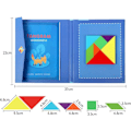 Miniatyrbillede 4 af 5: Tangram Magnetisk Puslespilbog, Børnepuslespil Geometriske Blokke Massivt Træ
