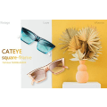 Miniatyrbillede 4 af 5: Et stykke ristet te Vintage firkantede Cat Eye solbriller til kvinder Fashion Retro Cateye solbriller