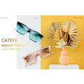 Pikkukuva 4 / 5: A Piece of Toasted Tea Vintage Square Cat Eye Aurinkolasit Naisille Muoti Retro Cateye Aurinkolasit