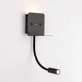 Miniatyrbillede 1 af 5: 3W LED væglampe + læselampe med sort USB-port KLB