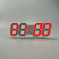 6609 3D Stereo LED-väckarklocka Vardagsrum 3D Väggklocka-Röd