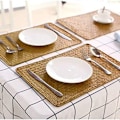 Miniatyrbild 3 av 5: Set med 4 rektangulära vävda placemats, naturliga sjögräs placemats, 17\" x 12\" rotting korg placemats för matbord, exklusive bordsartiklar