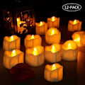 Miniatyrbilde 1 av 5: LED-lys, sett med 12 flammefrie LED-lys med timer, flimrende flamme LED-lys til jul, påske, bryllup, fest (varm hvit) KLB