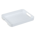 Miniatyrbilde 1 av 5: Hvit serveringsbrett med håndtak, stabelbar, rektangulær, laget av plast, stil 2