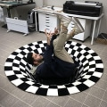 Miniatyrbillede 3 af 5: 3D-printet rundt Vortex-illusion Anti-slip stue tæppe gulvtæppe dør måtte 120 KLB