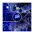 Miniatyrbillede 5 af 5: Net Lys Garland, 480 LED Net Lys 6M X 3M 8 Vandtætte Energilægetilstande, Dæmpbar til Soveværelse Jul Bryllupsfest Hjem Have, Blå KLB