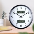 Miniatyrbillede 2 af 6: 13 tommer dobbelt skærm vægur med LED-display, stuetemperatur og luft