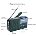 Miniatyrbillede 3 af 5: Bærbar Nødradio Solradio Crank AM FM Radio med LED Lommelygte USB Port