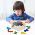 Miniatyrbillede 4 af 8: Træ Hexagon Puslespil - Form Blok Tangram Hjerne Teaser Legetøj Geometri KLB