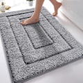 Miniatyrbild 1 av 5: Badrumsmatta halkfri tvättbar badmatta mjuk vattenabsorberande mikrofibermatta för dusch badkar och toalett grå 70x120cm(70x120cm) KLB
